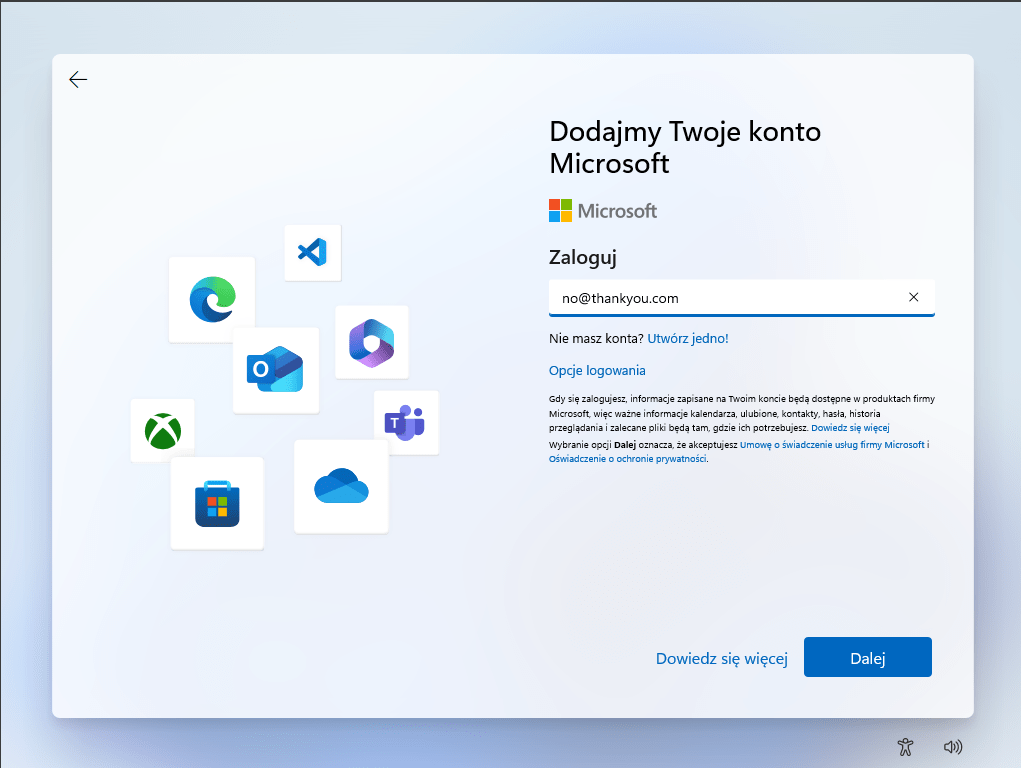 Instalacja Windows 11 bez konta Microsoft zlozone.net