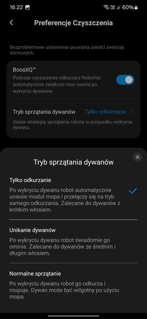 Eufy X10 Pro Omni dywany apka