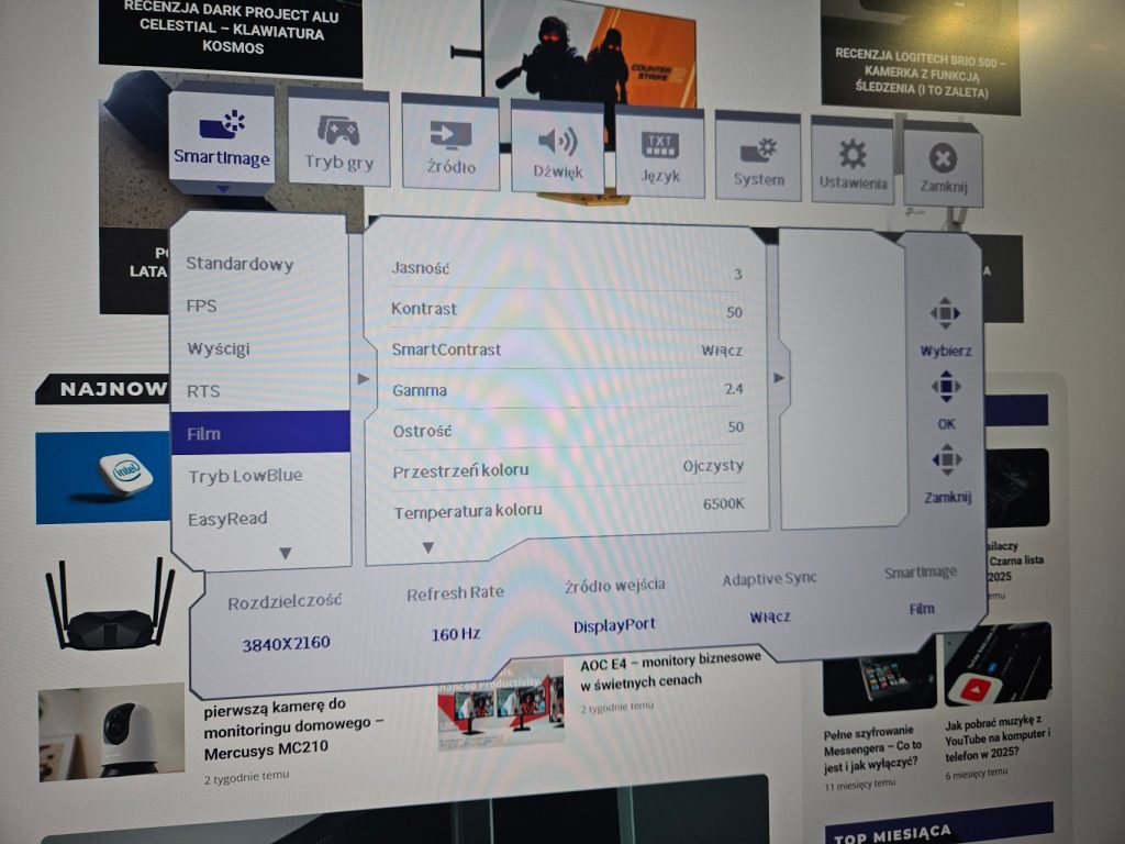 Philips Evnia 27M2N3800A menu Philips Evnia 27M2N3800A Monitor do gier z trybem podwójnej rozdzielczości