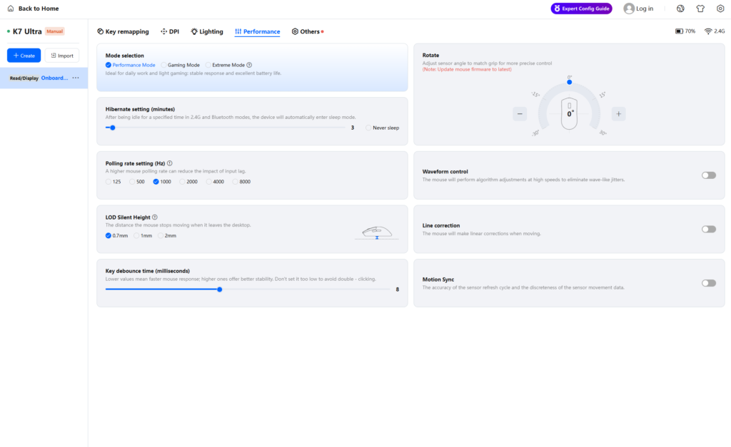 Mchose K7 Ultra oprogramowanie