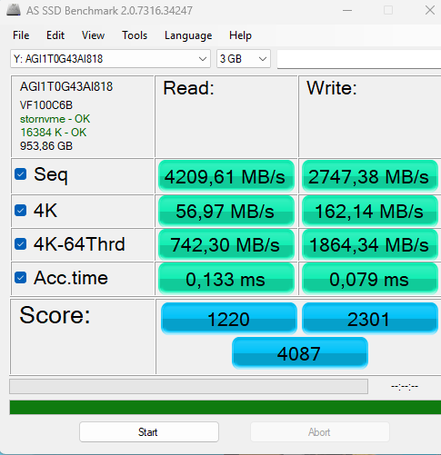 AGI AI818 as ssd zapełnienie 80%