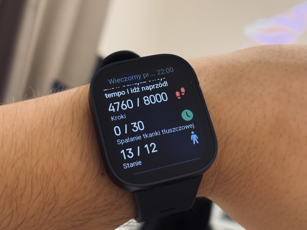 Amazfit Bip Max powiadomienie wieczorne