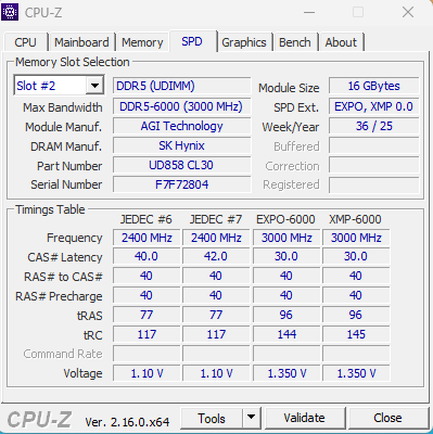 AGI UD858 Turbojet RGB DDR5 cpu-z