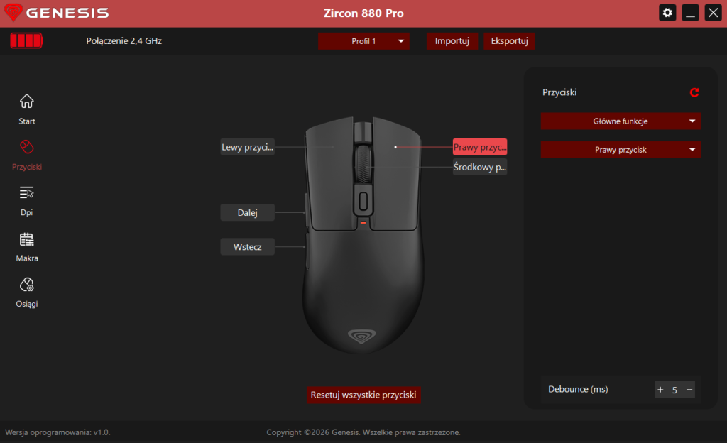 Genesis Zircon 880 Wireless oprogramowanie
