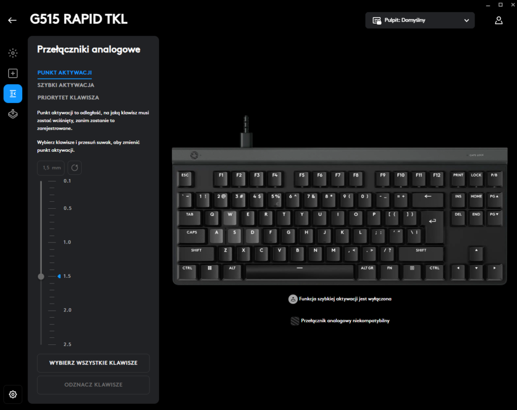 Logitech G515 Rapid TKL oprogramowanie