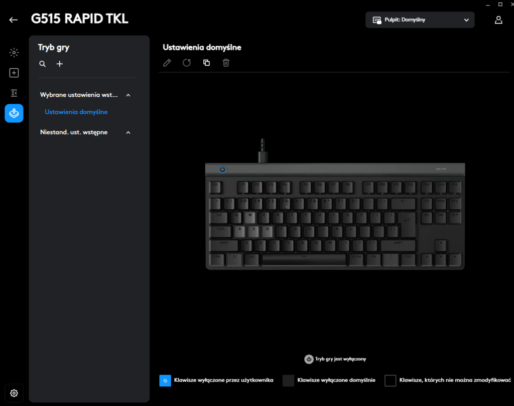 Logitech G515 Rapid TKL oprogramowanie