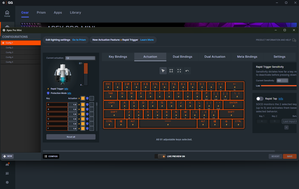 Steelseries Apex Pro Mini gen 3 steelseries gg